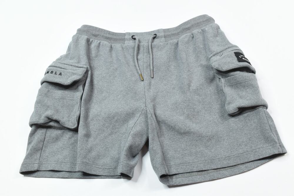YoungLA Cargo Sweat Shorts Mens XL Gray Pull-On Drawstring 6" Slim Fit Gym